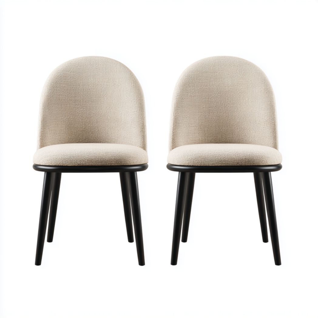 Lot de 2 chaises en tissu beige avec pieds en bois noir