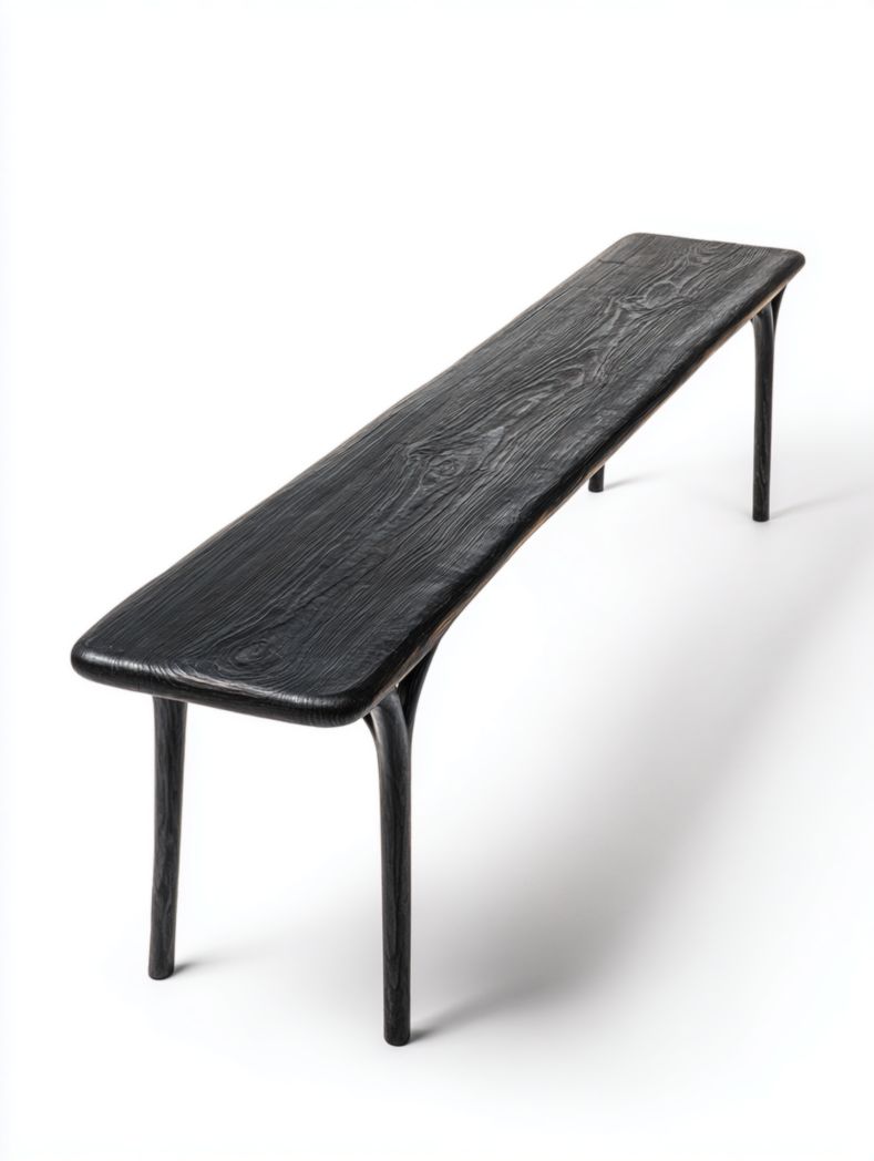 Banc en bois massif noir
