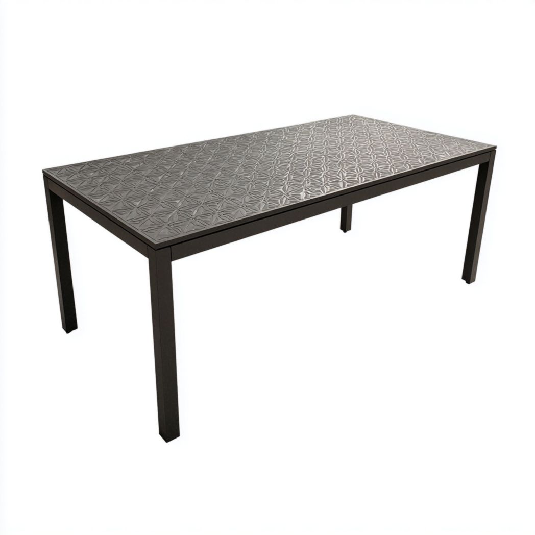 Table de jardin rectangulaire en métal gris foncé