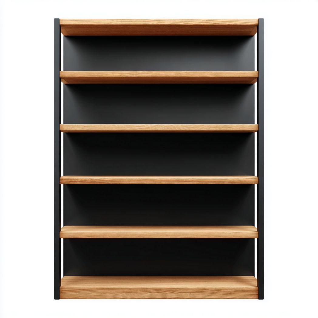 Bibliothèque en bois et métal à cinq niveaux