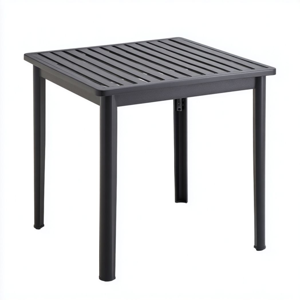 Table de jardin carrée en métal gris foncé