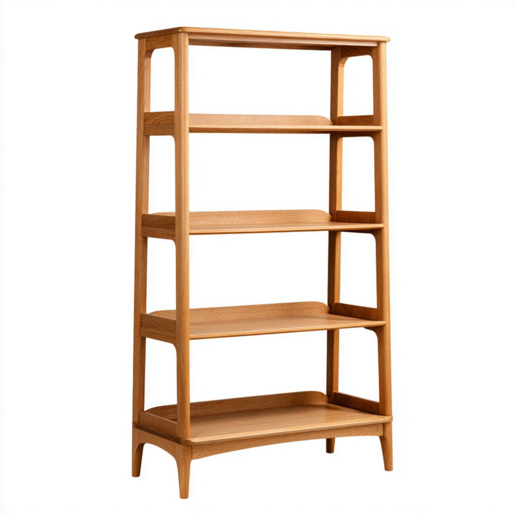 Étagère de rangement ouverte à quatre niveaux en bois massif