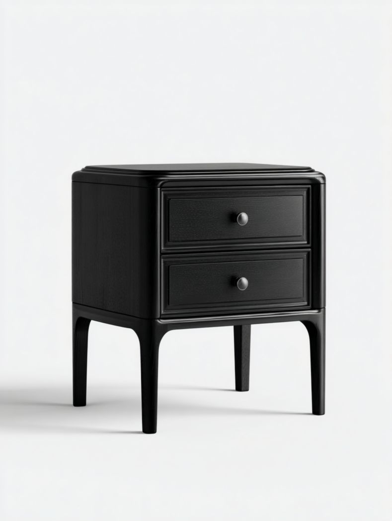 Table de chevet en bois massif avec deux tiroirs de rangement