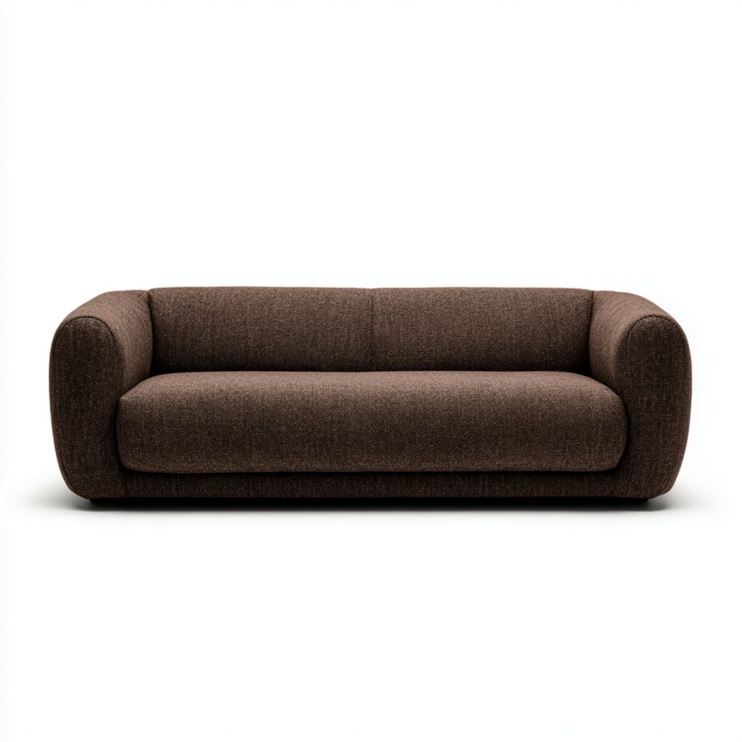 Canapé 3 places en tissu polyester marron foncé