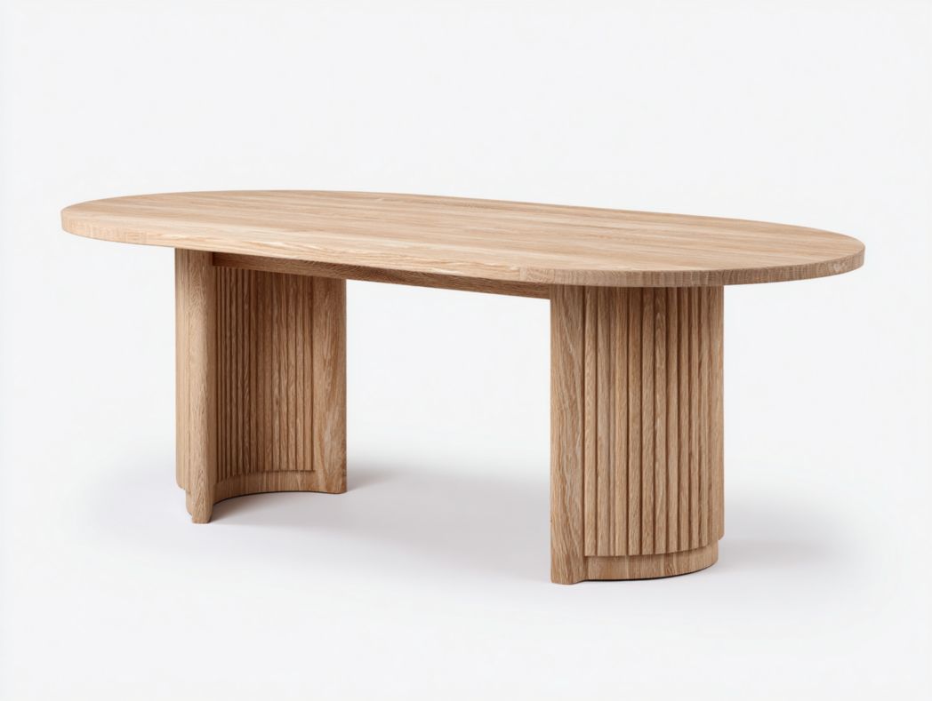 Table à manger ovale en chêne massif – Couleur brun clair