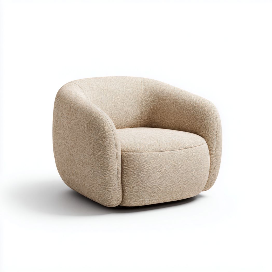 Fauteuil rond en tissu beige