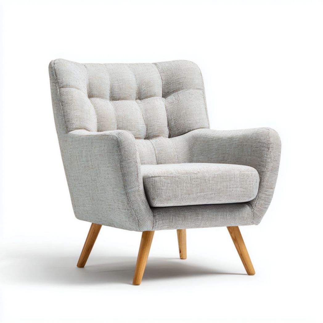 Fauteuil en tissu gris clair