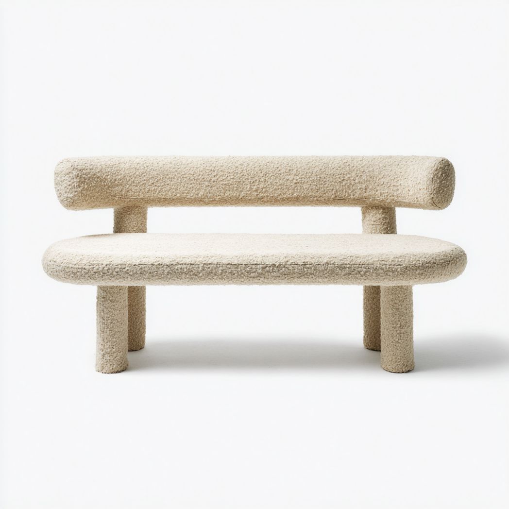 Banc double en tissu bouclette beige