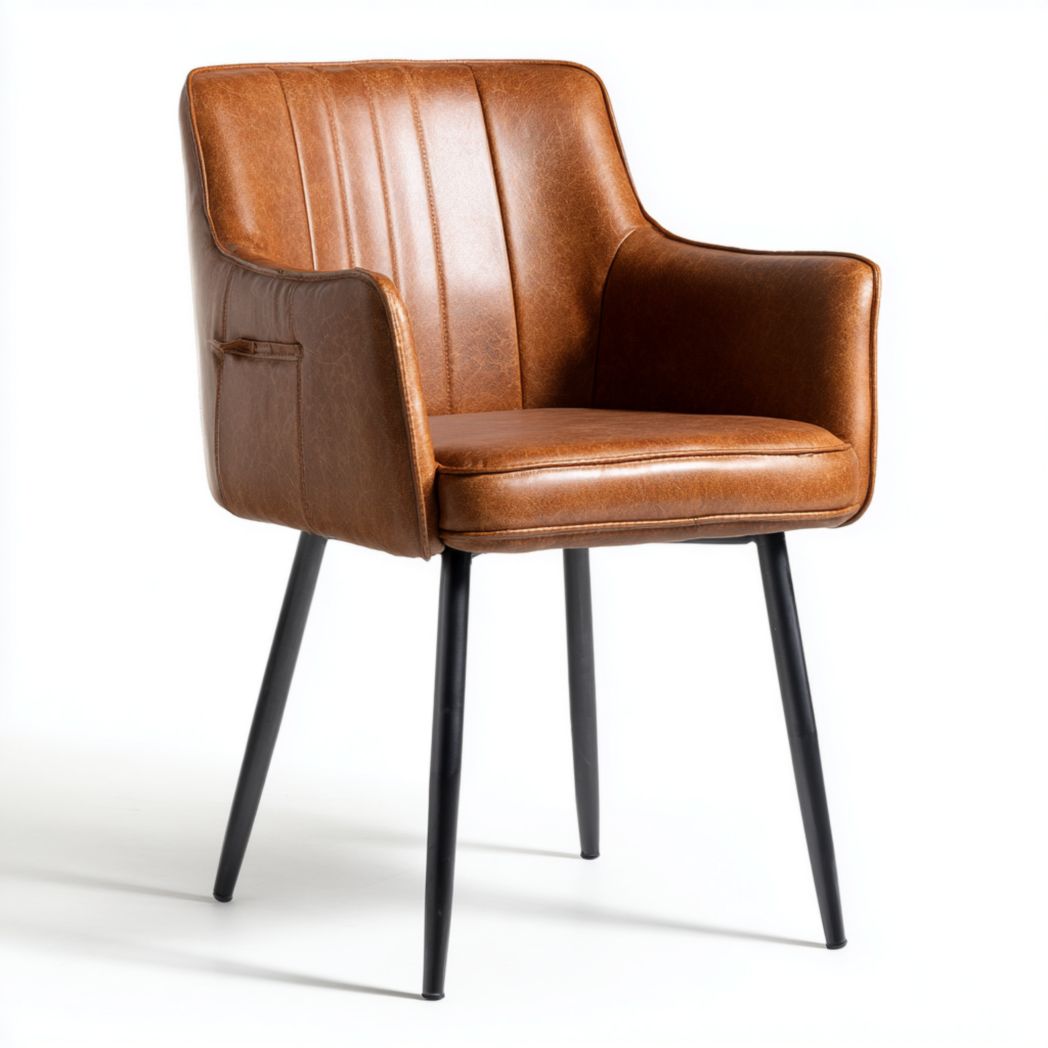 Tabouret de bar avec accoudoirs et assise rembourrée en similicuir