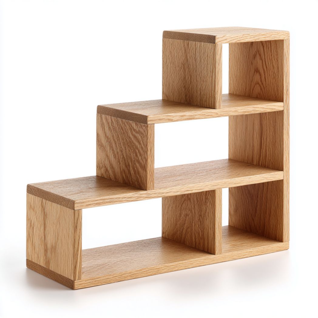 Étagère en bois en forme d’escalier