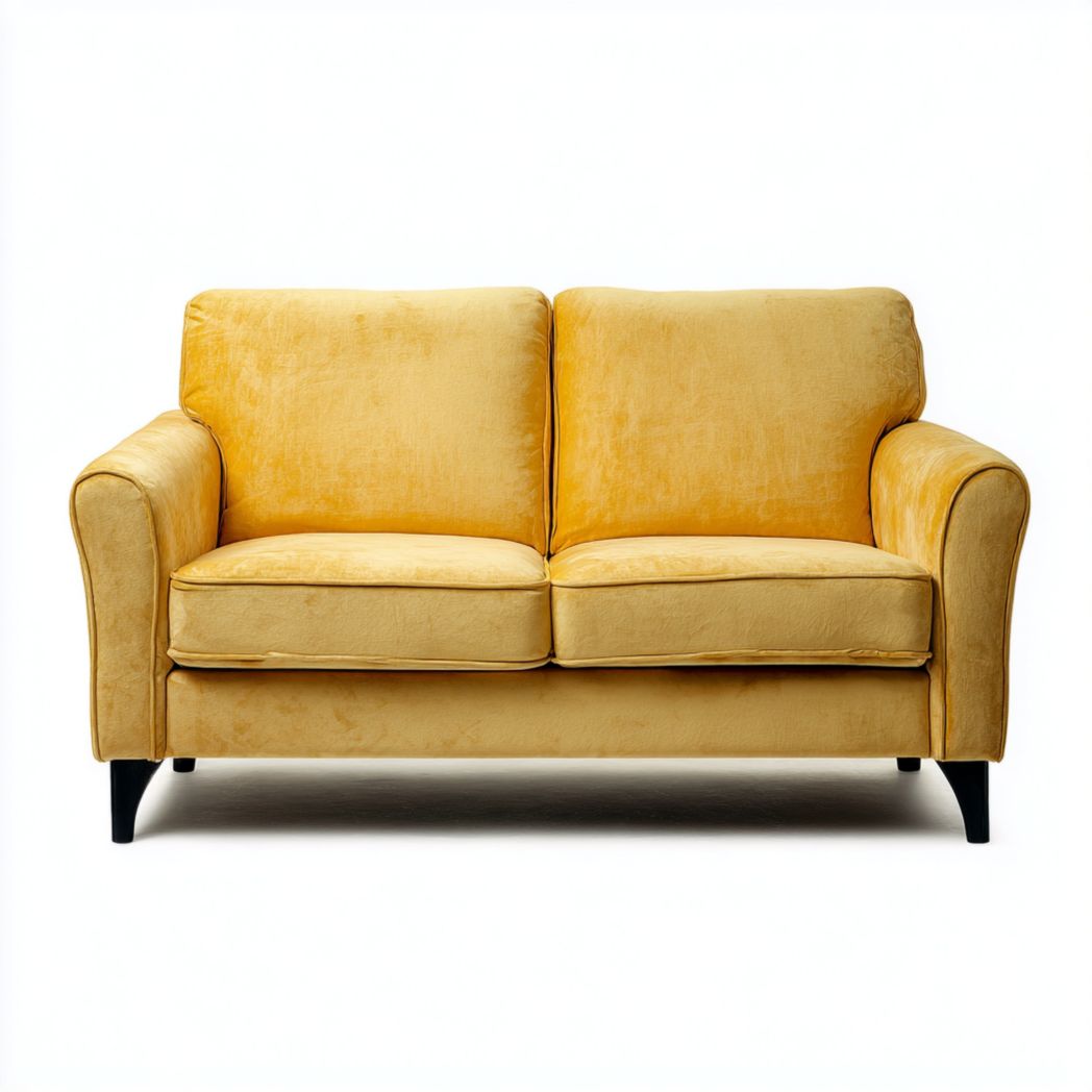 Canapé 2 places en tissu jaune avec base noire