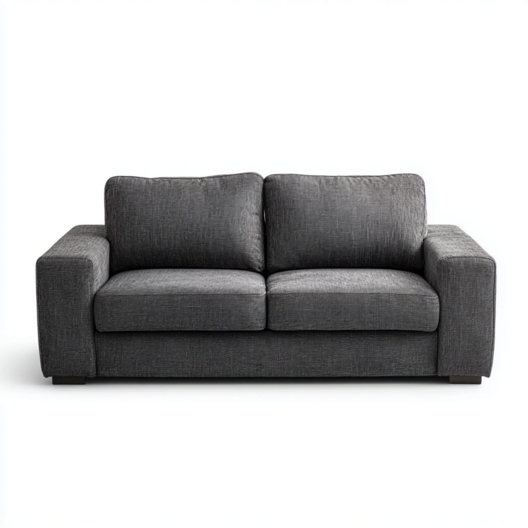 Canapé 2 places en tissu gris foncé avec base noire