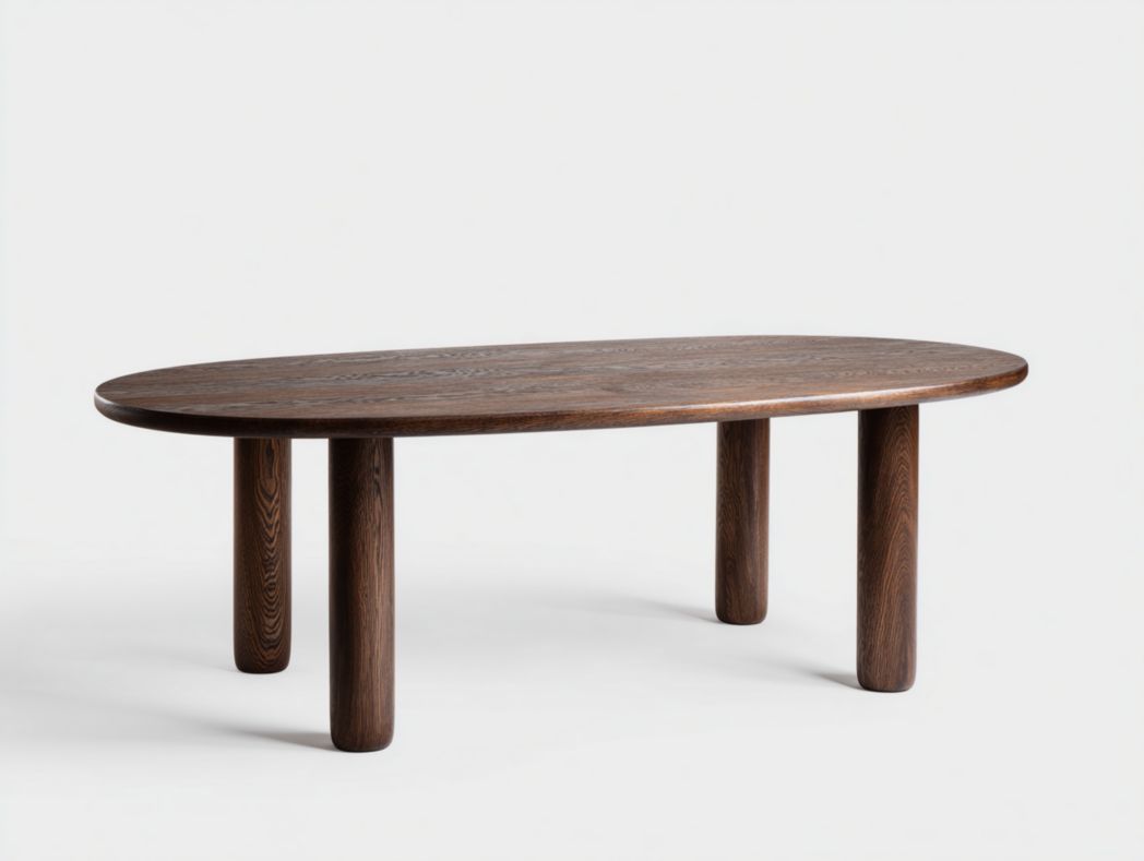 Table ovale en bois massif de chêne – Couleur brun foncé