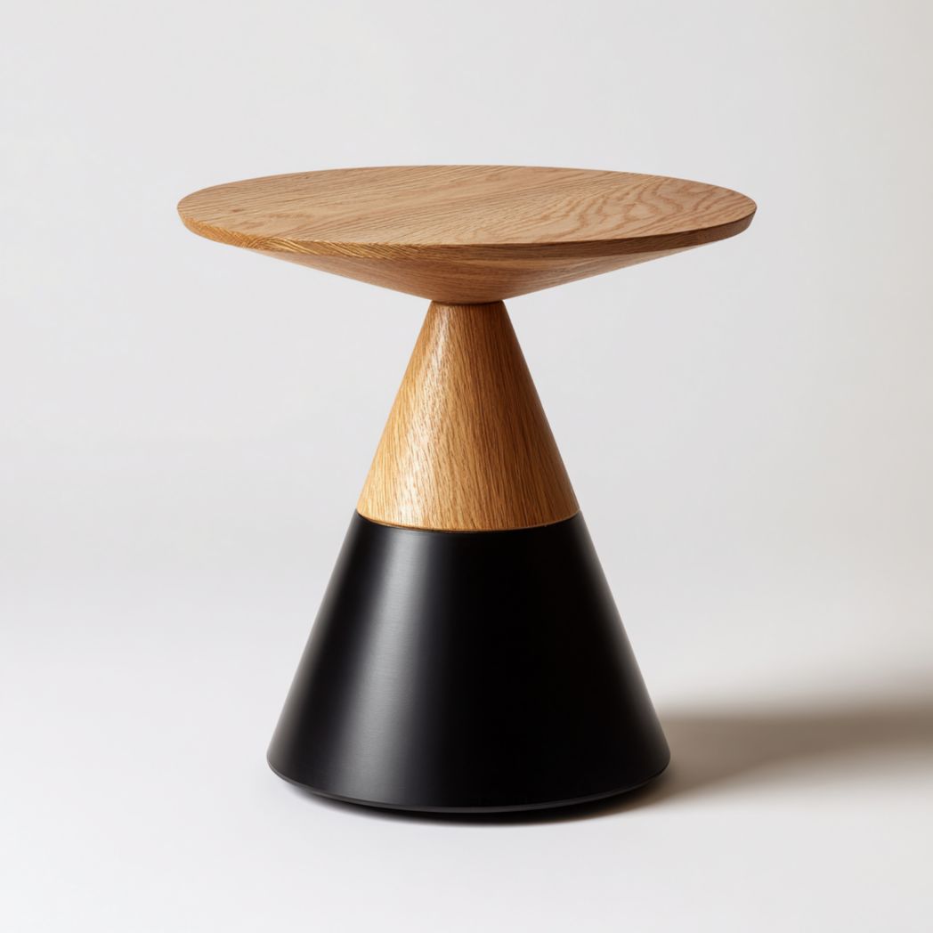 Table d’appoint conique noire et brun clair