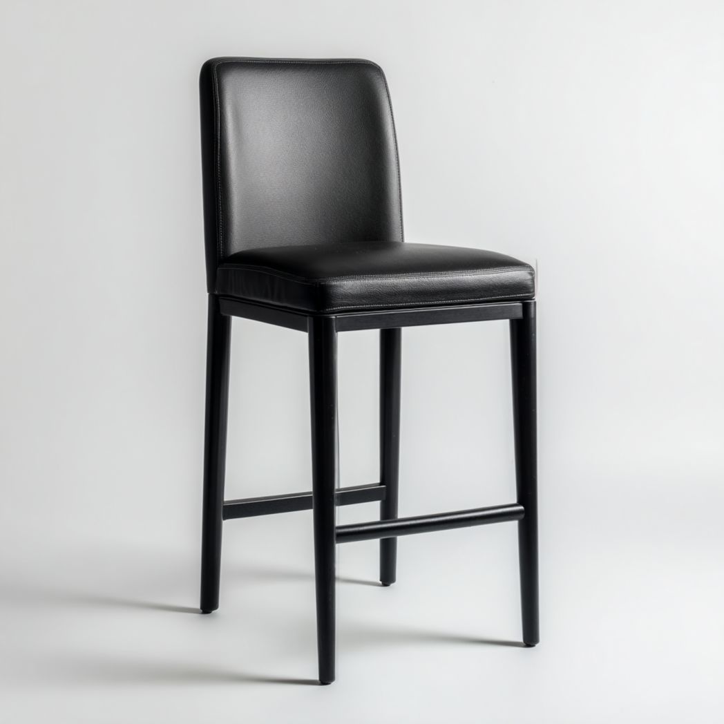 Chaise de bar en cuir synthétique noir avec structure en métal