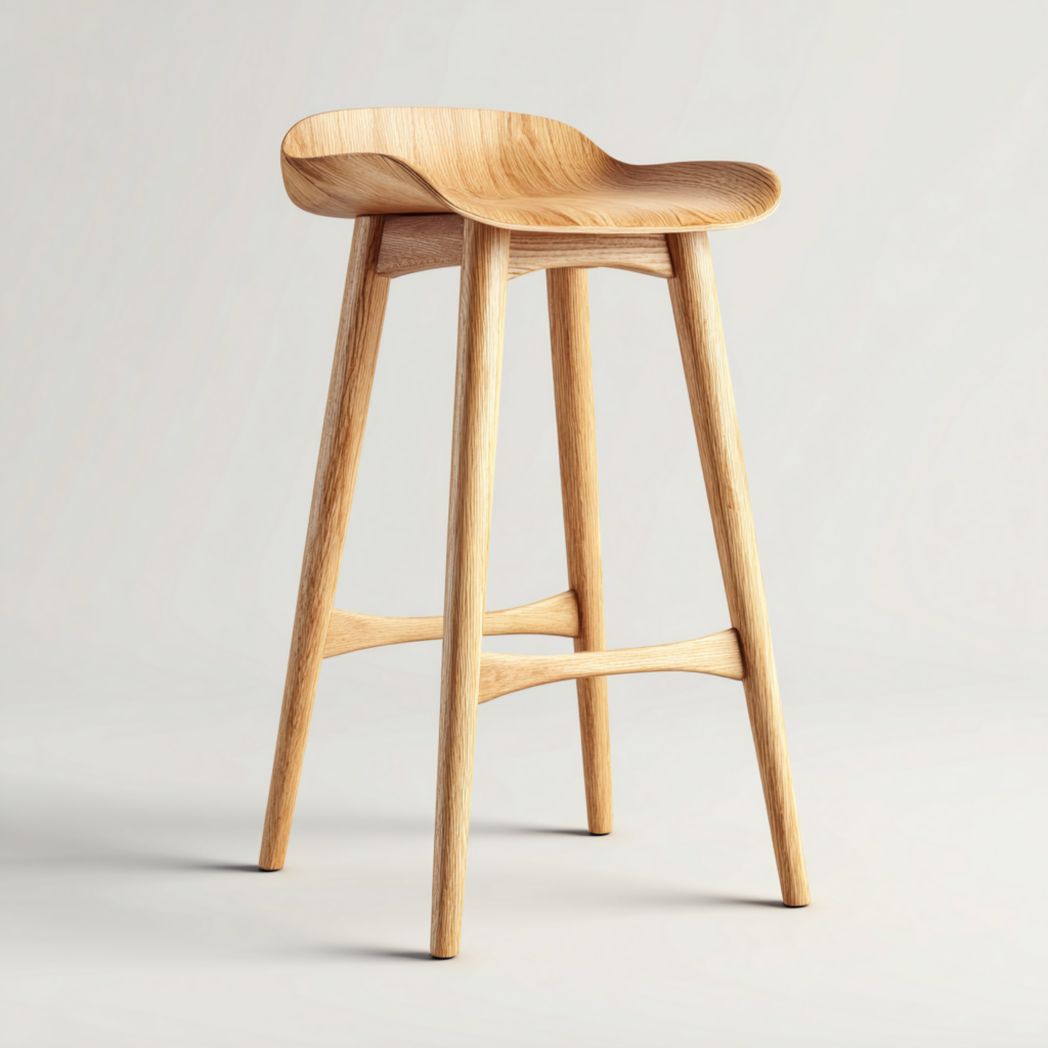Tabouret de bar en bois massif chêne clair