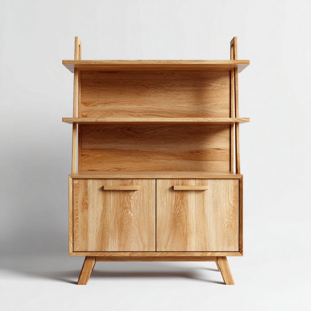 Bibliothèque en bois avec armoire à deux portes