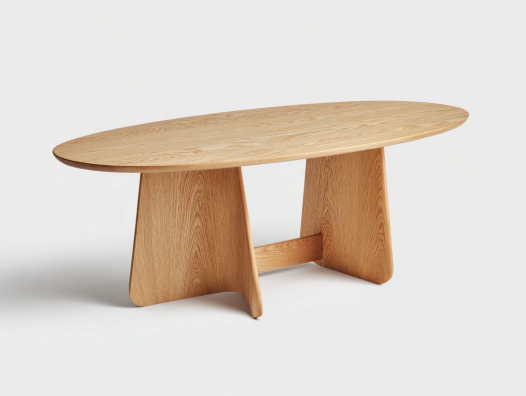 Table à manger ovale en chêne massif – Couleur brun clair