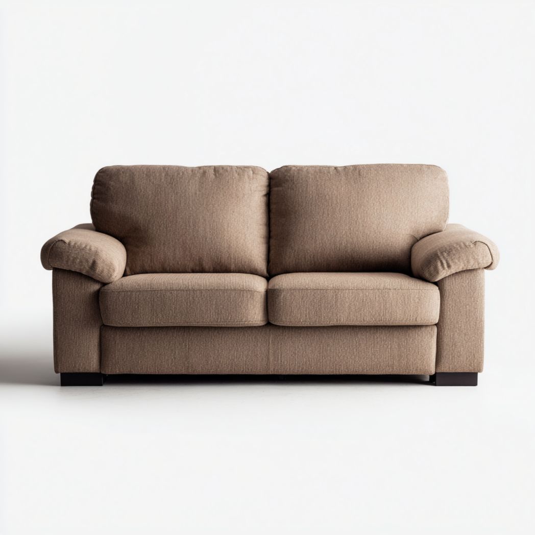 Canapé 2 places en tissu marron avec base noire