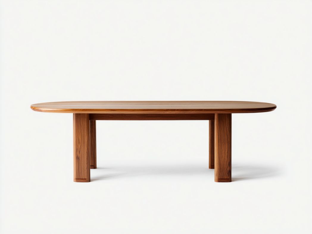 Table à manger ovale en bois massif – Couleur brun noyer