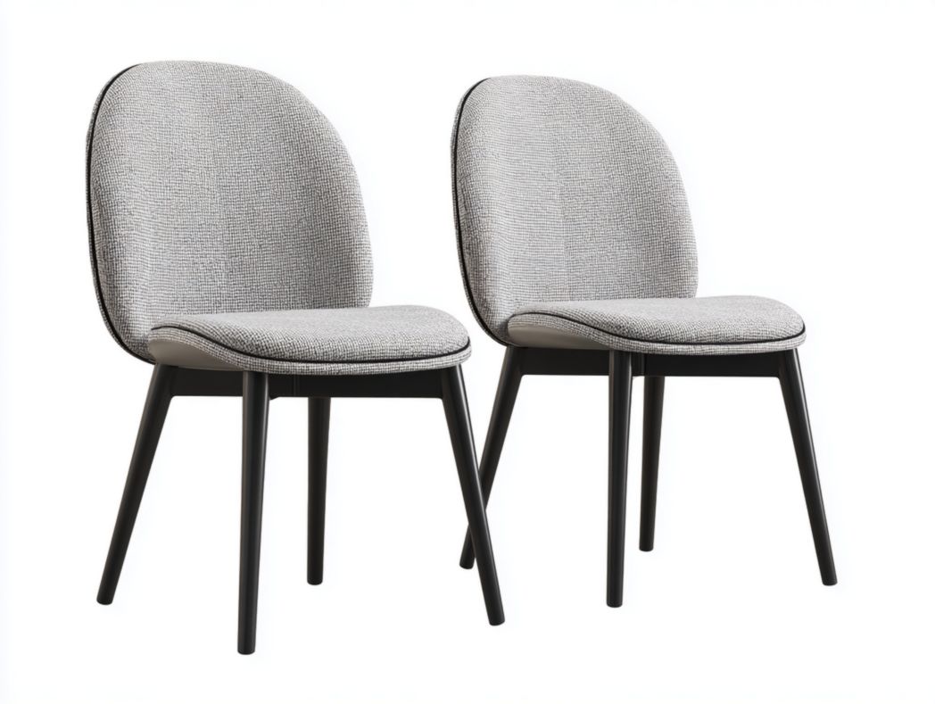 Lot de 2 chaises de salle à manger en tissu gris avec pieds en bois noir