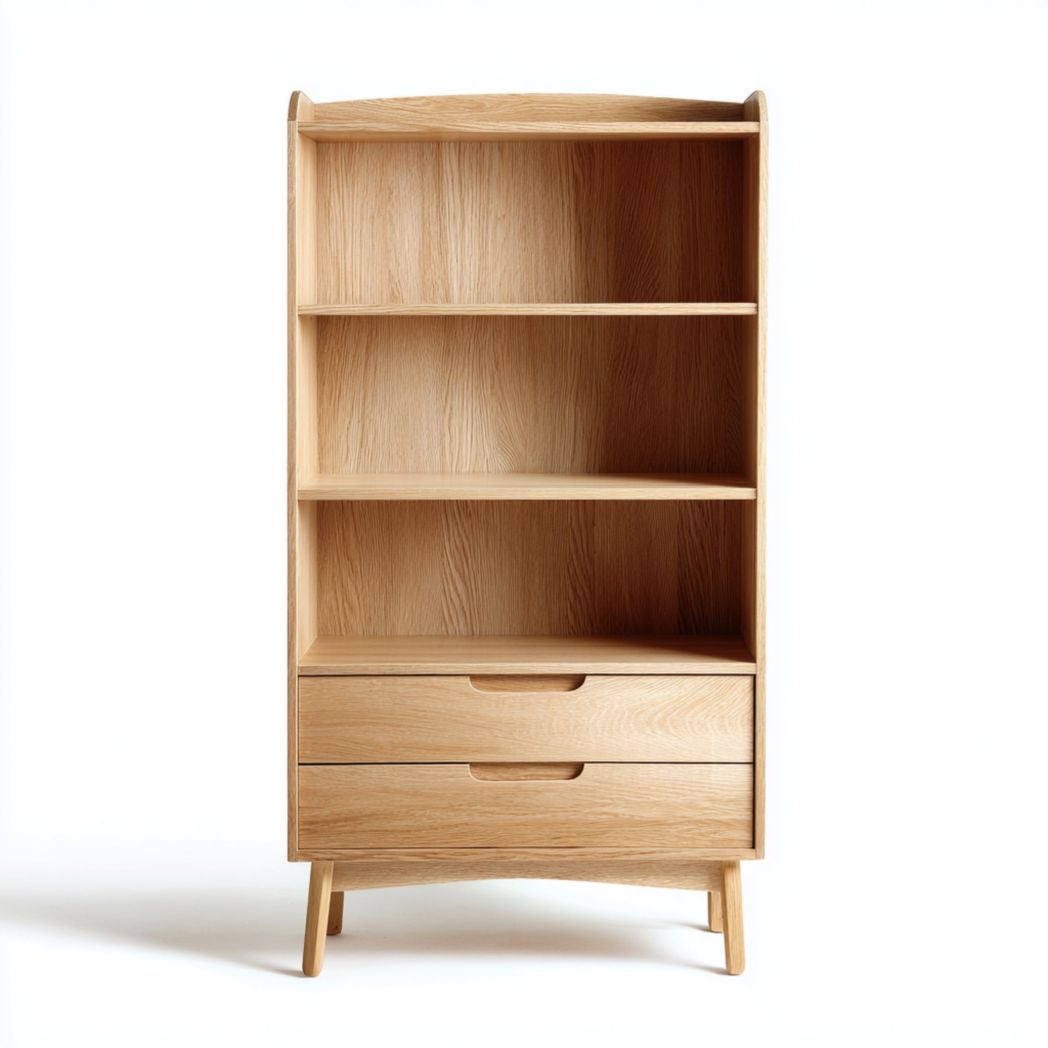 Bibliothèque en bois avec tiroirs de rangement