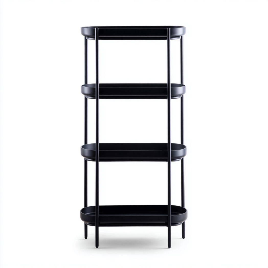 Étagère en métal noire à quatre niveaux