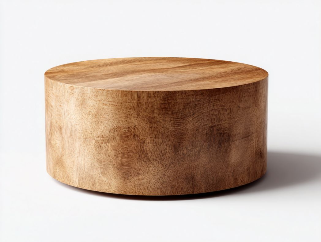 Table basse ronde en bois massif – finition brun foncé