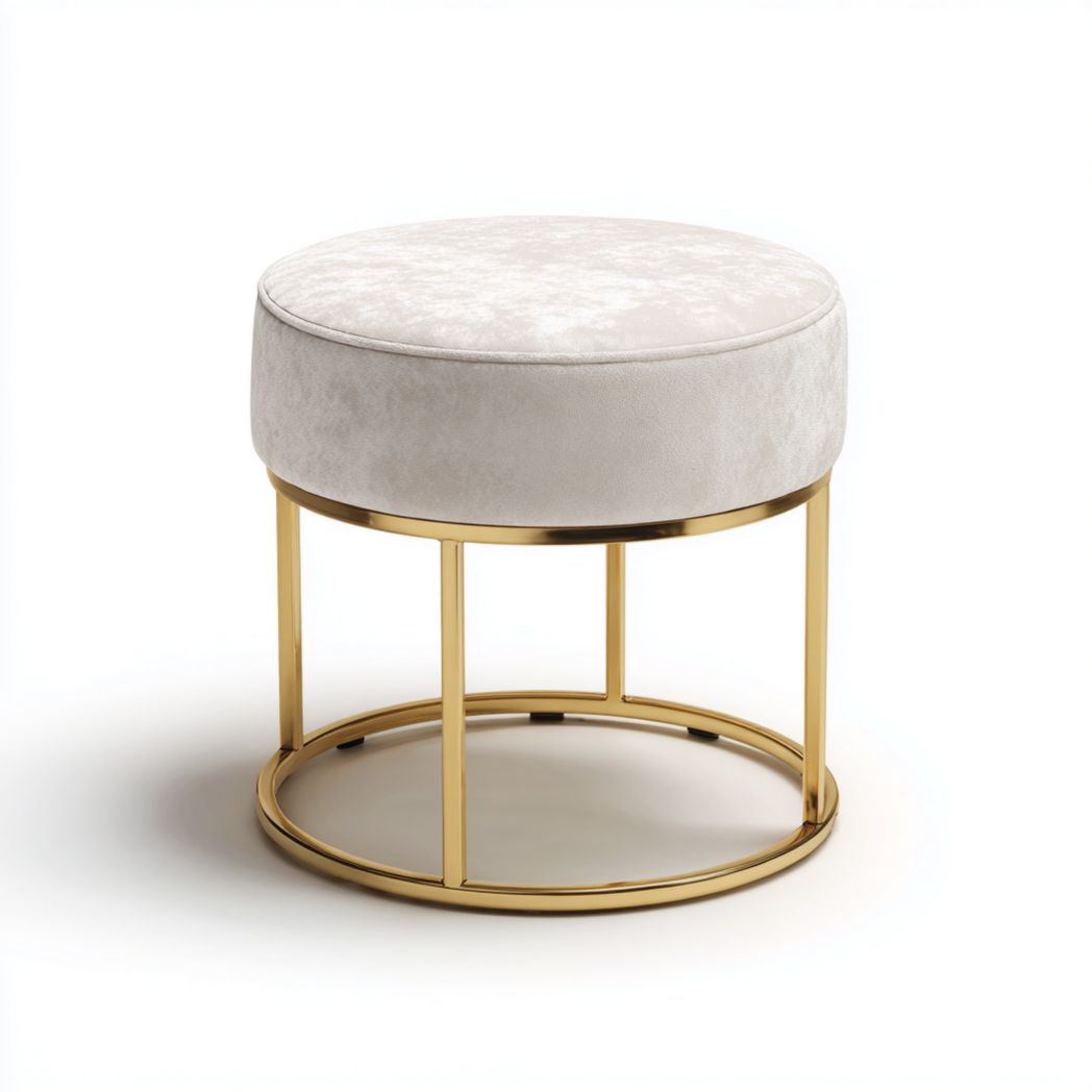Tabouret rond en métal doré