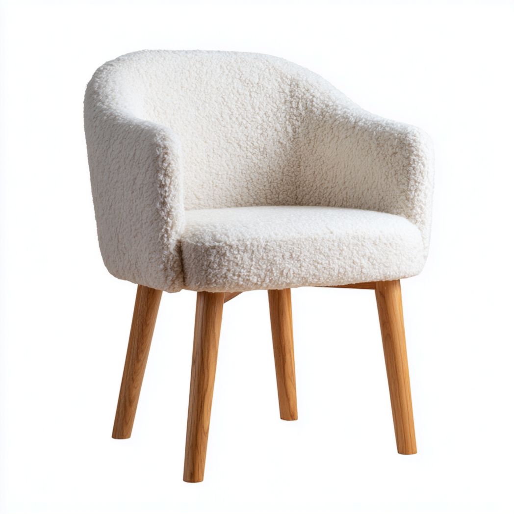 Fauteuil en tissu bouclette blanc cassé