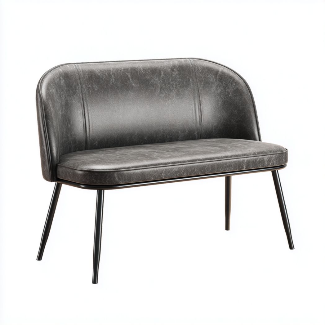 Banc rembourré avec dossier en similicuir gris foncé