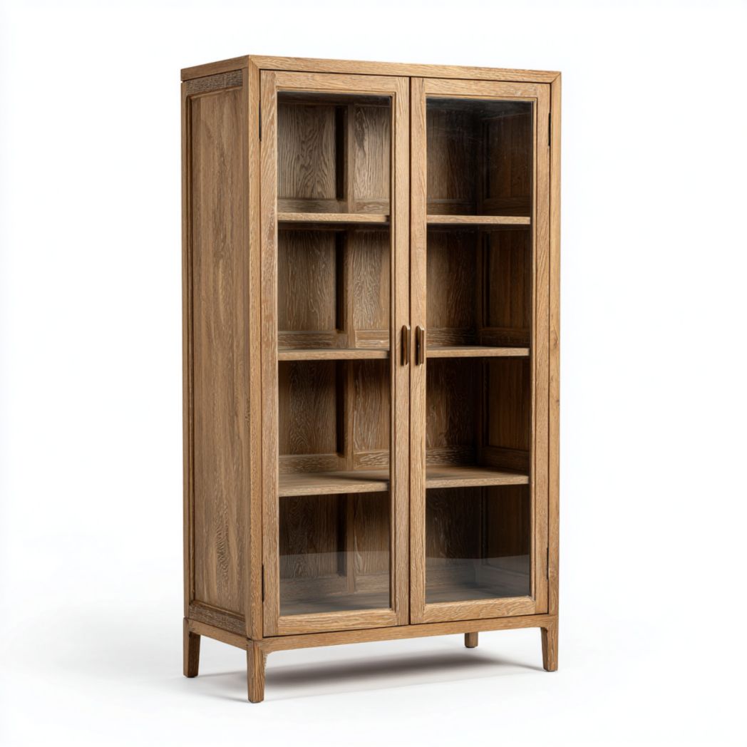 Bibliothèque en bois avec portes vitrées à quatre niveaux