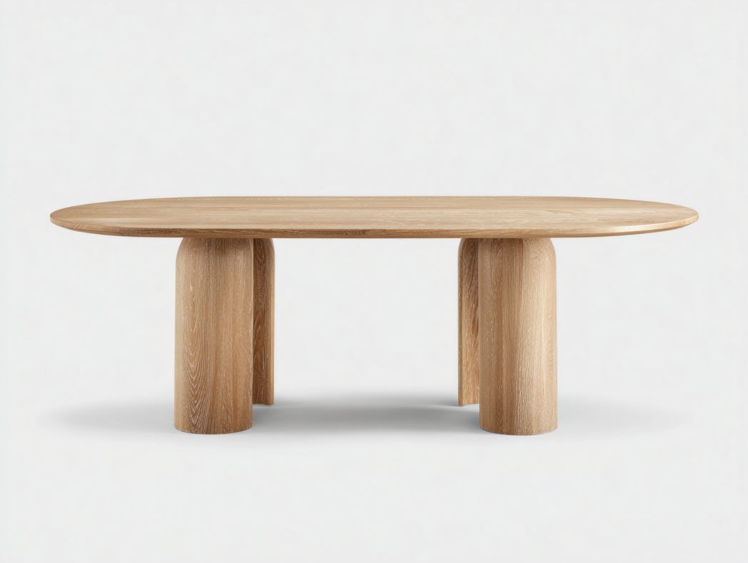 Table ovale en bois massif de chêne – Teinte brun clair