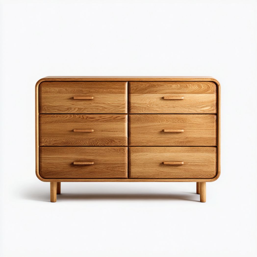 Commode à six tiroirs marron clair