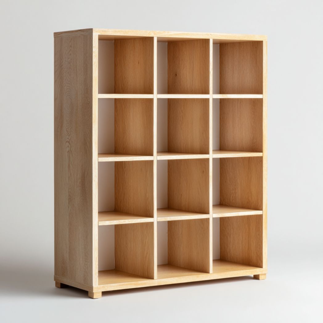 Bibliothèque à compartiments en bois à plusieurs niveaux