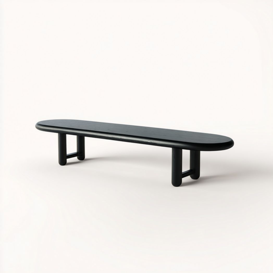 Banc ovale en bois massif noir