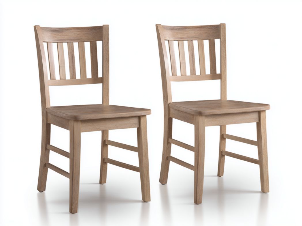 Lot de 2 chaises de salle à manger en bois brun clair dossier à barreaux verticaux