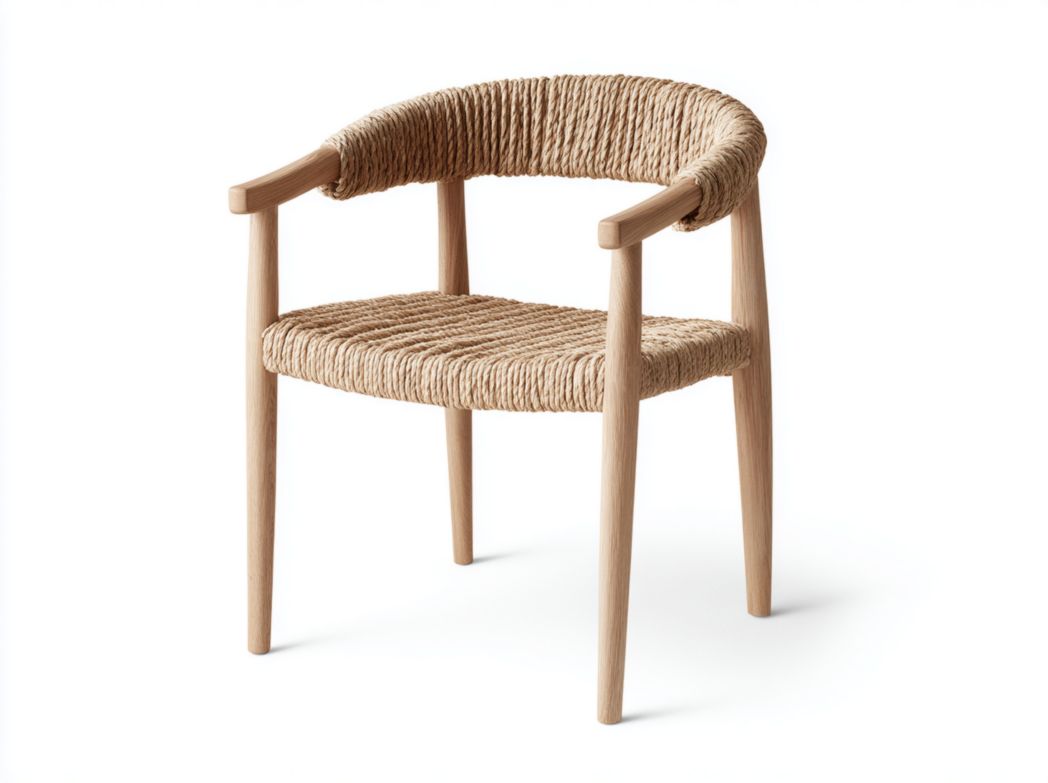 Chaise de salle à manger en bois avec assise tissée en jute