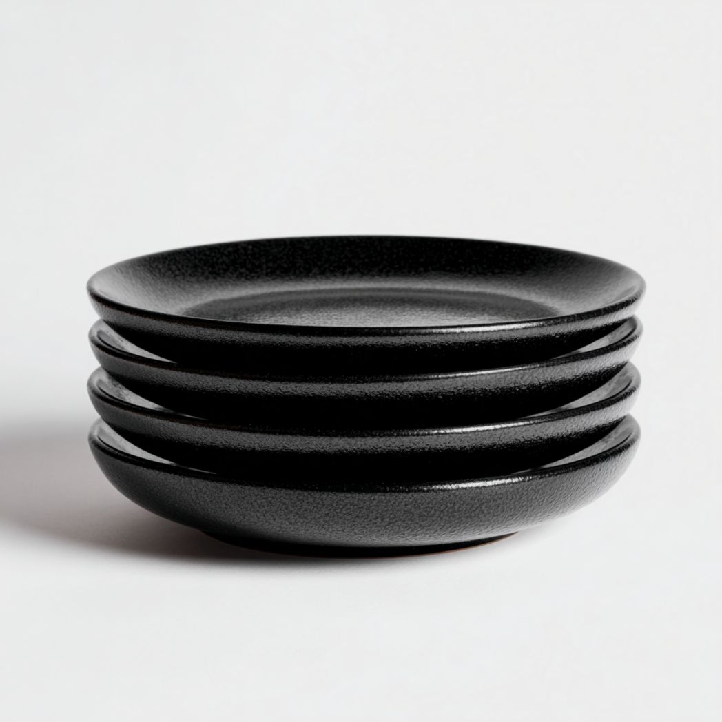 Lot de 4 Assiettes en Céramique Noire