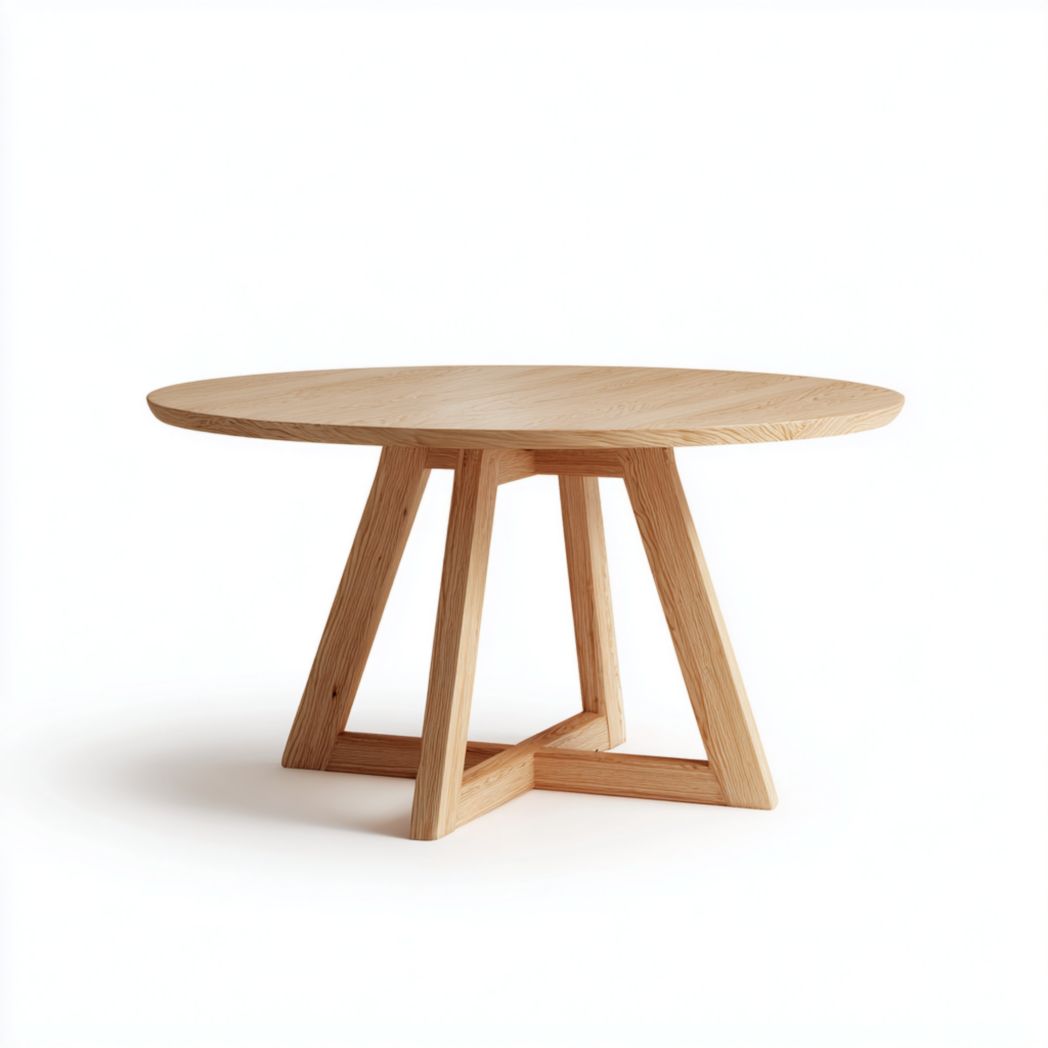 Table basse ronde en bois brun clair