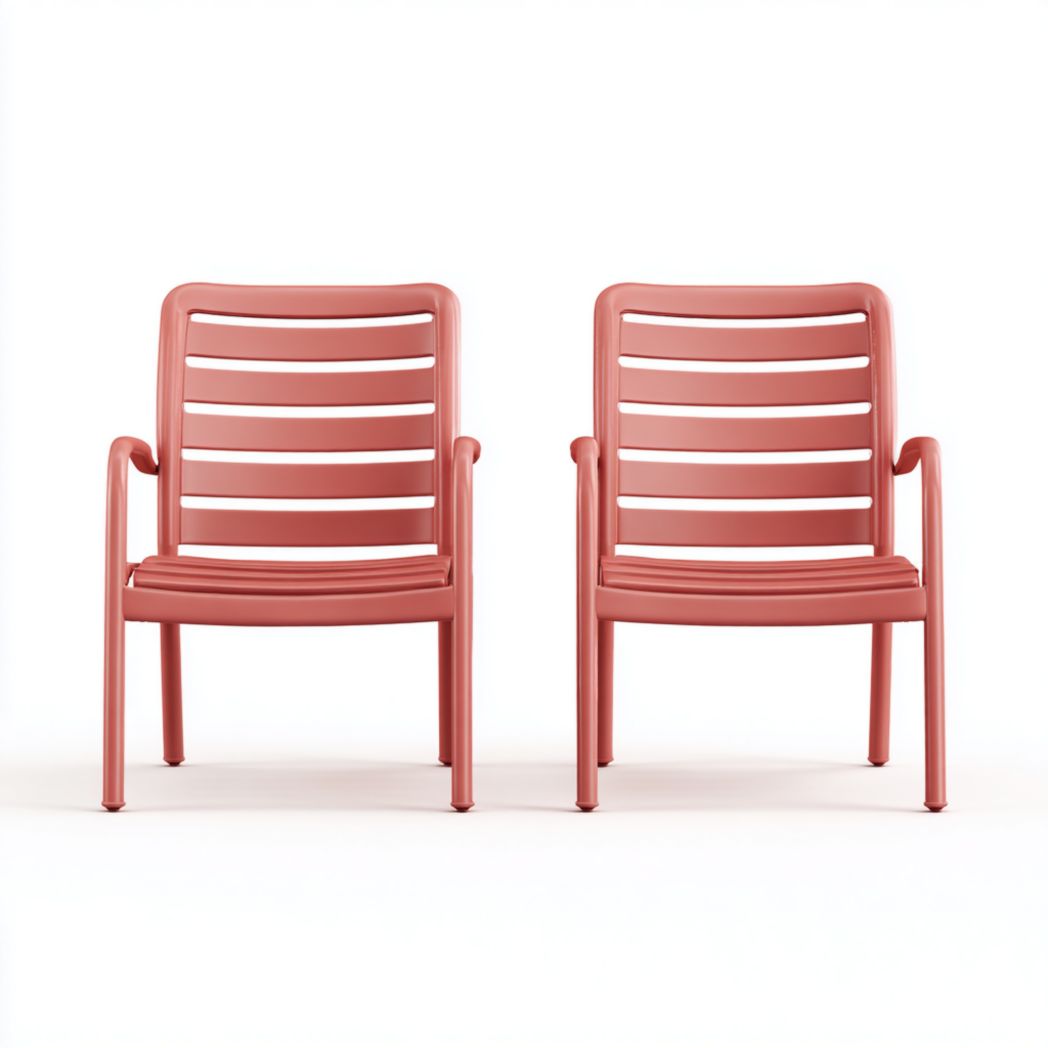 Lot de 2 chaises de jardin à lattes corail