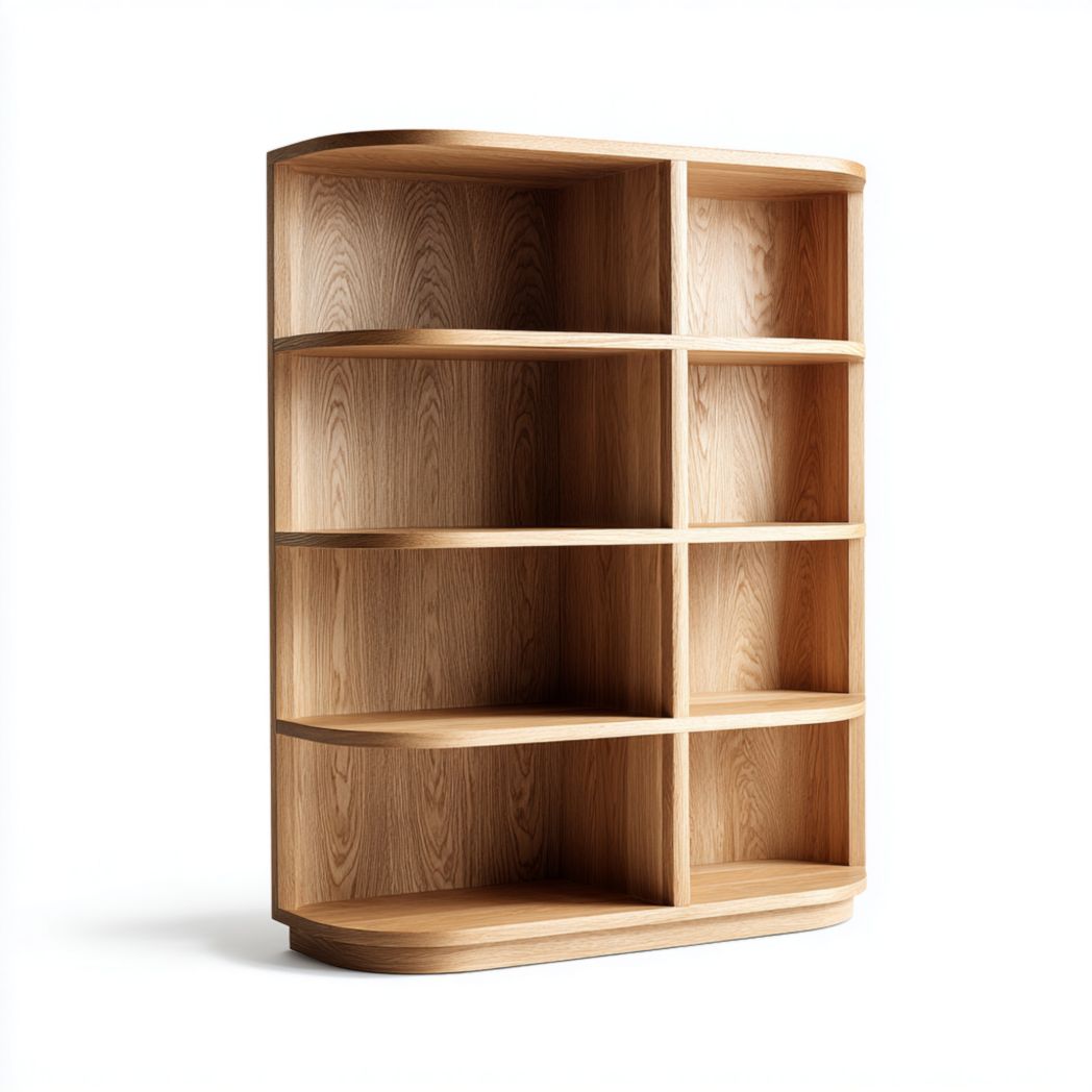 Bibliothèque à coins arrondis à huit grilles marron clair