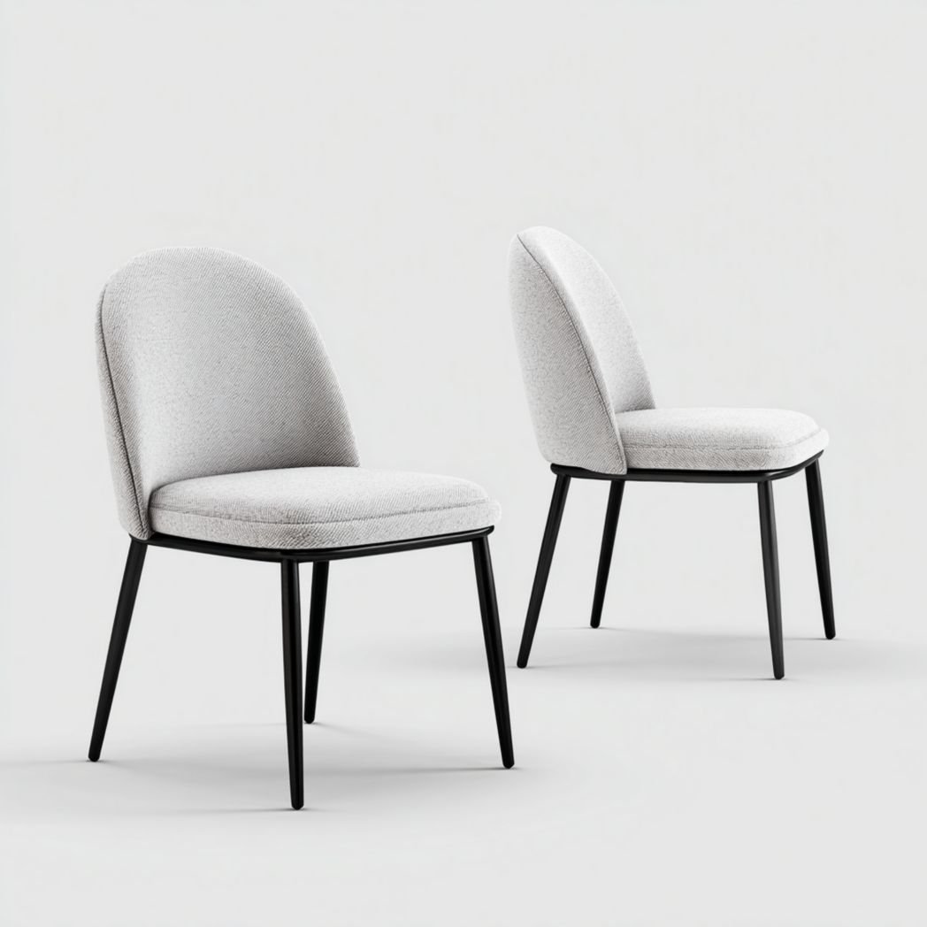 Lot de deux chaises de salle à manger en tissu gris clair