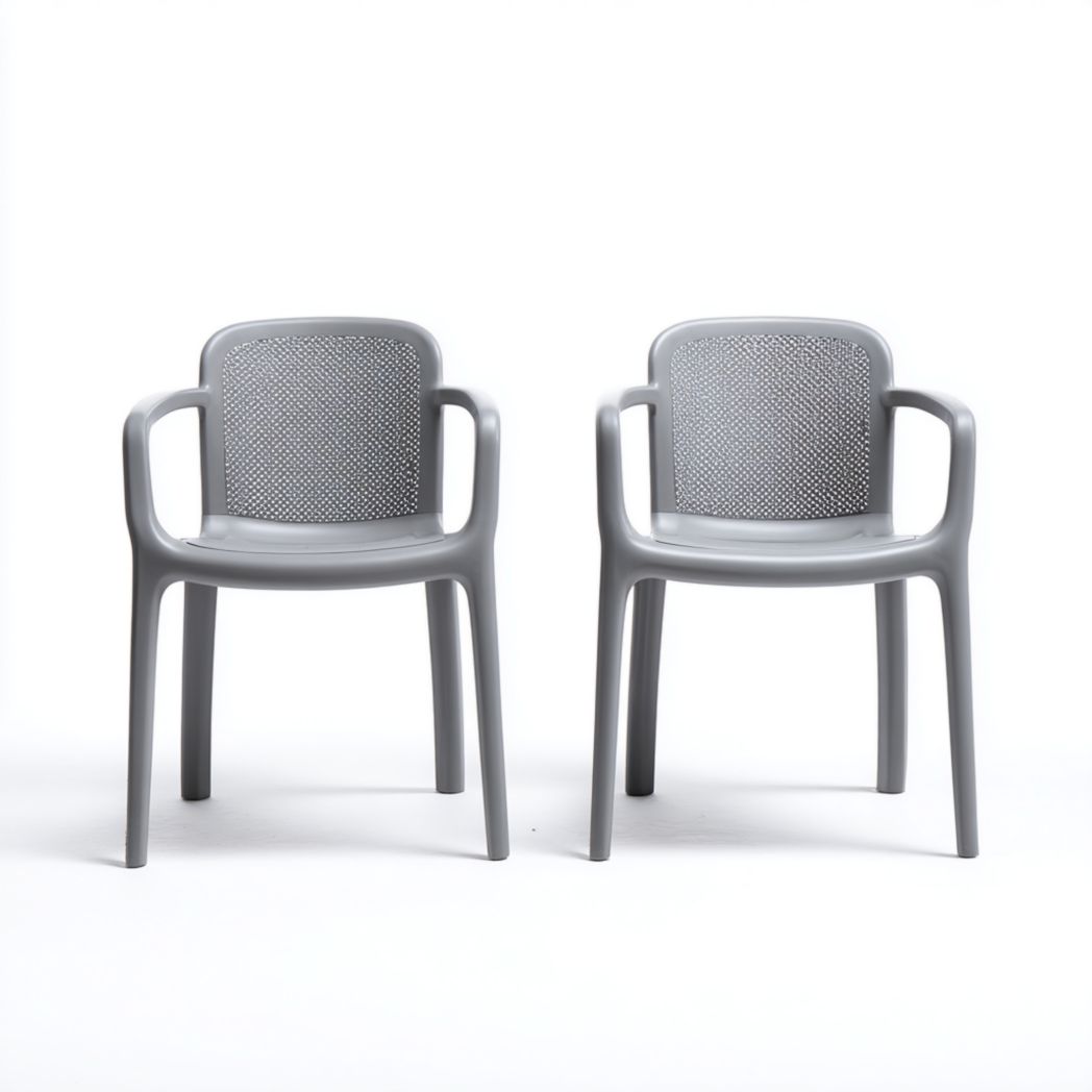 Lot de 2 fauteuils de jardin en plastique gris