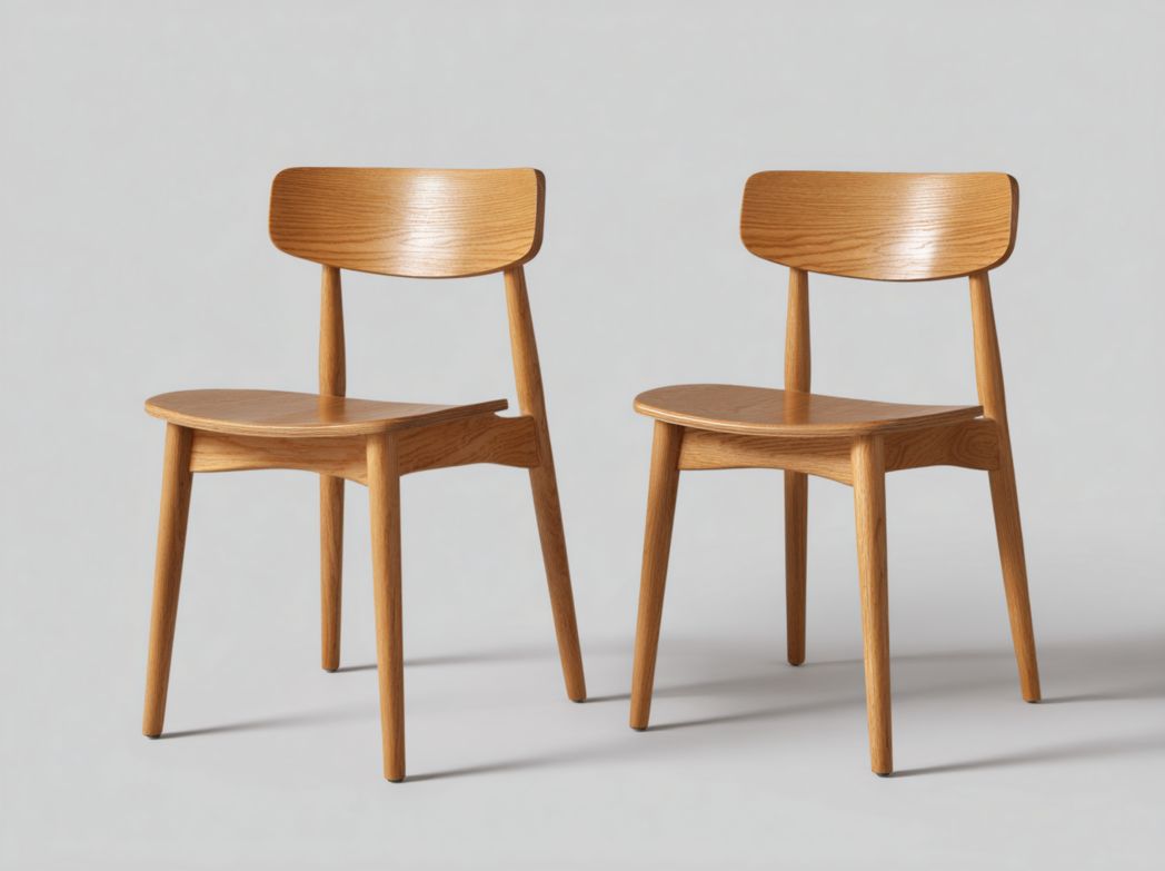 Lot de 2 chaises de salle à manger en bois brun clair dossier courbé