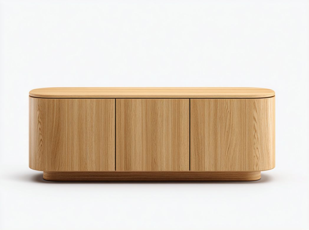 Meuble TV en bois brun clair à trois portes