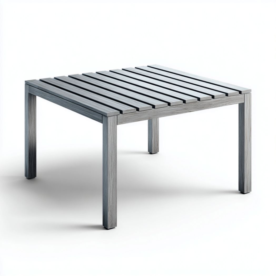 Table de jardin extérieure – Carrée gris bleuté