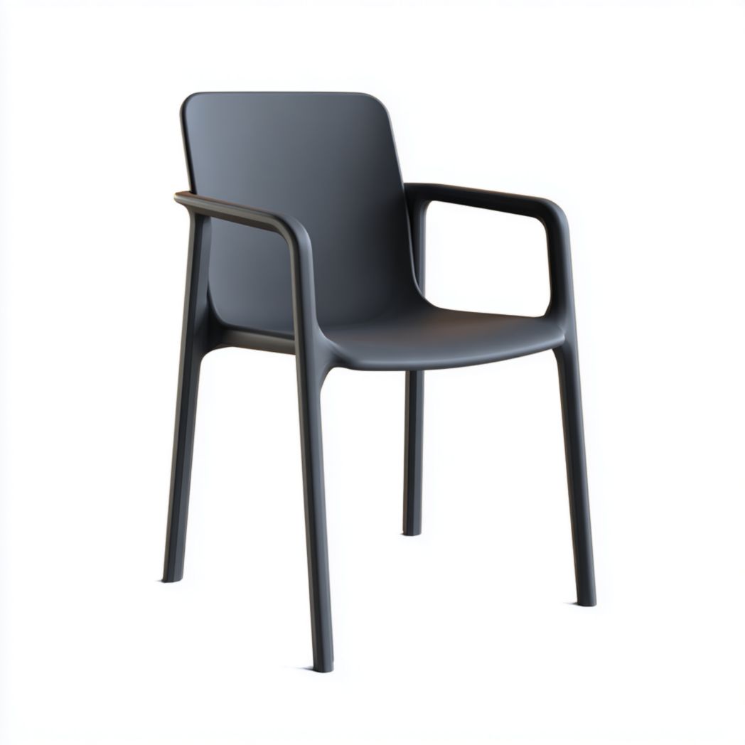 Chaise à accoudoirs en plastique polypropylène gris foncé