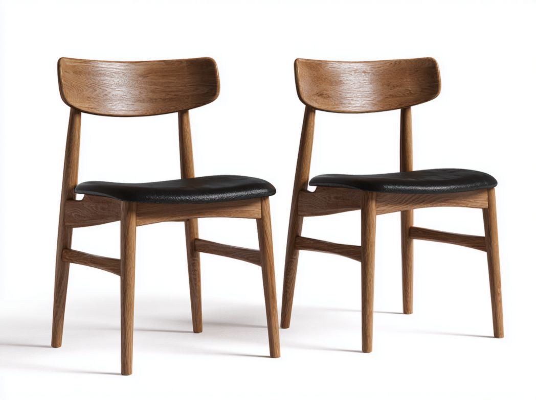 Lot de 2 chaises de salle à manger brunes avec assise noire