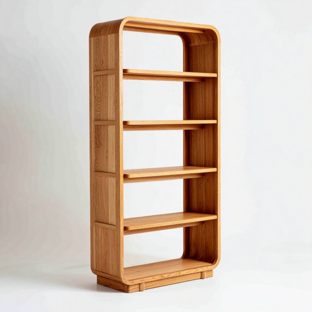 Bibliothèque en bois massif brun clair à cinq étagères